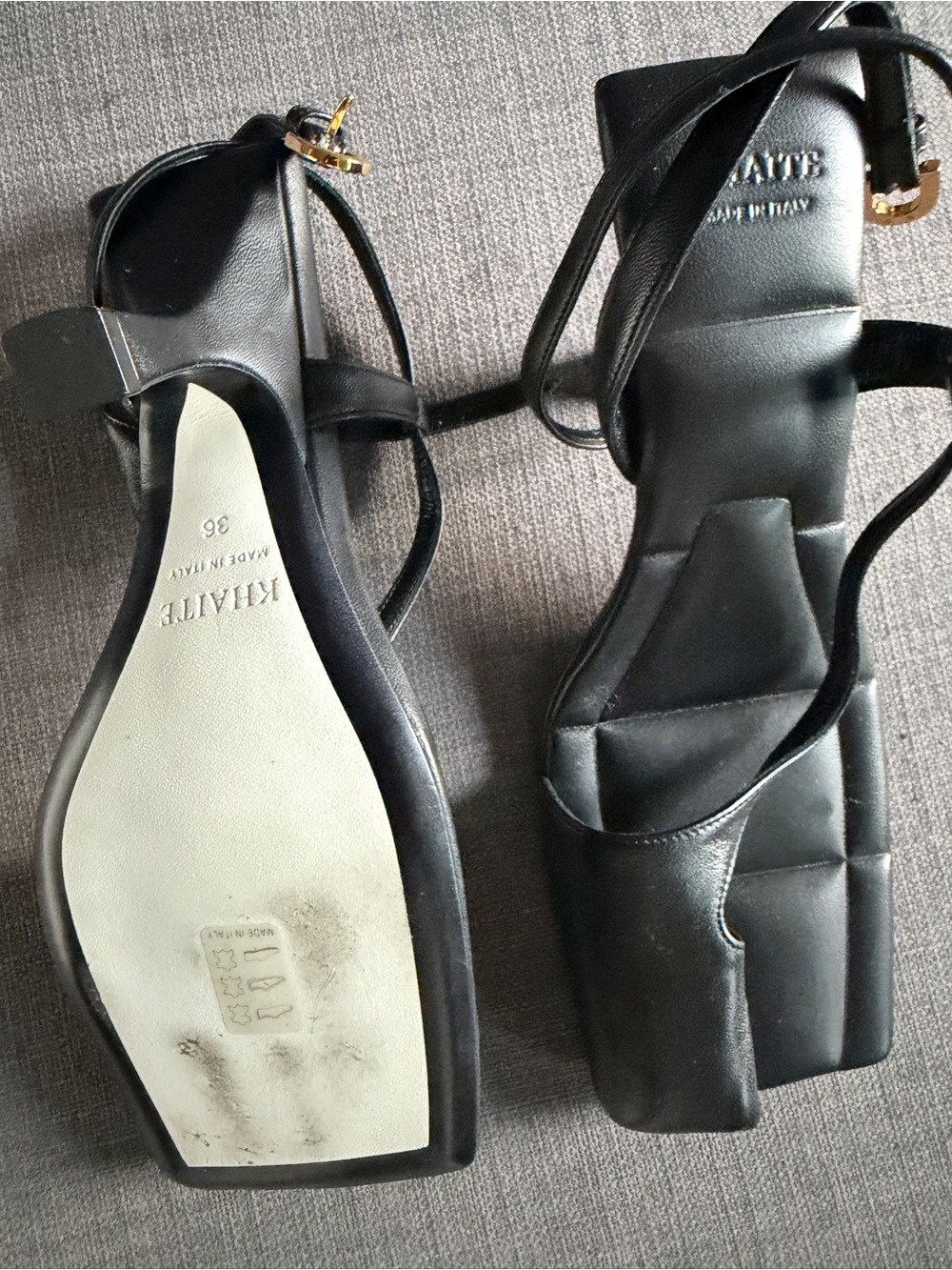 KHAITE Black Square-Toe Strappy Sandals SIZE 36 - Picture 7 of 12